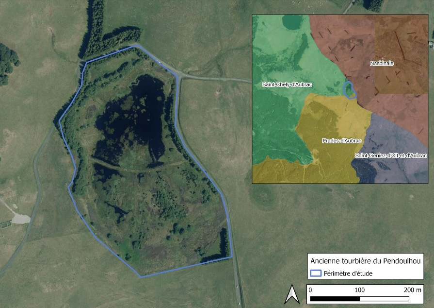 Carte de l'ancienne tourbière de Pendoulhou