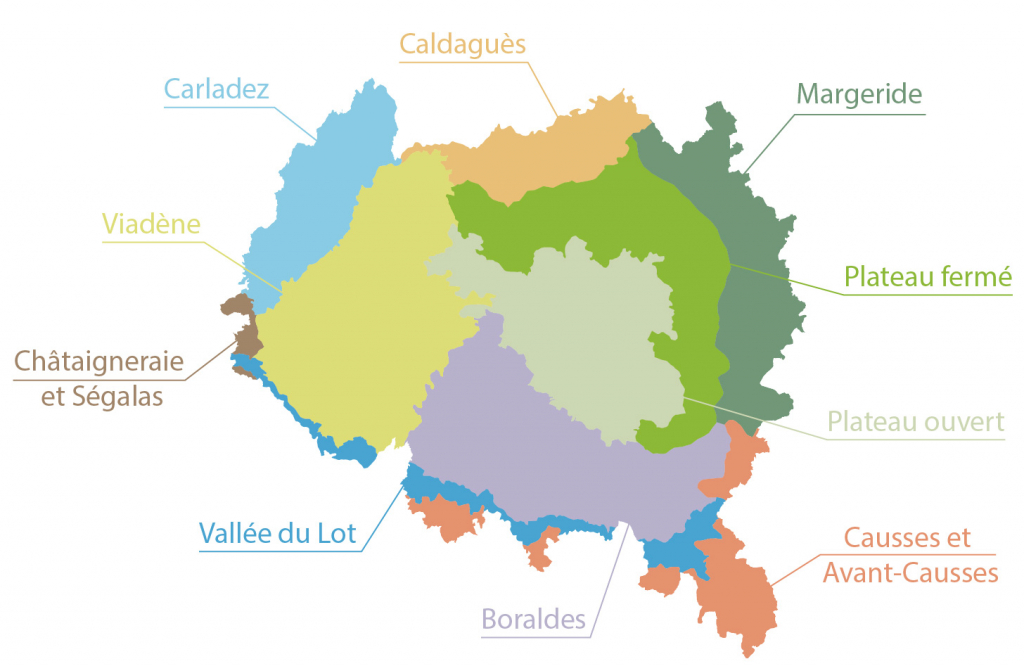 Carte des paysages de l'Aubrac