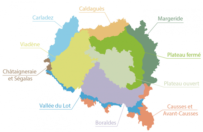 Carte des paysages de l'Aubrac