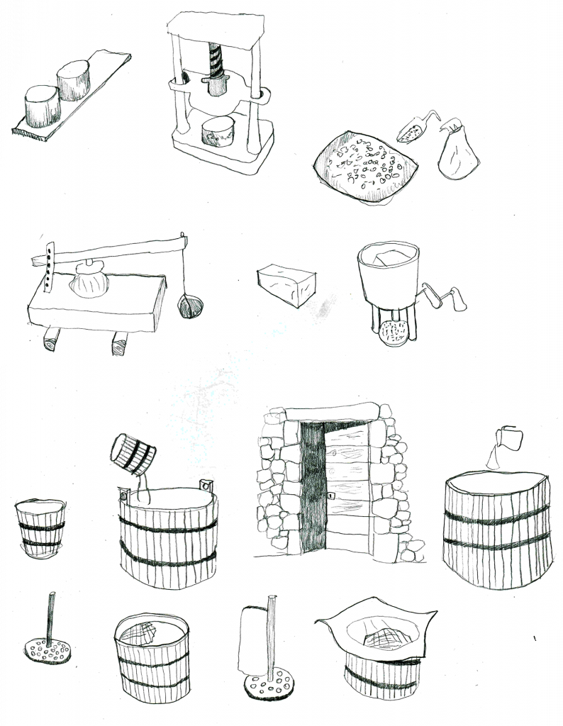 Outils traditionnels pour la fabrication de fromage de Laguiole dans les burons - Rémy Teyssedre