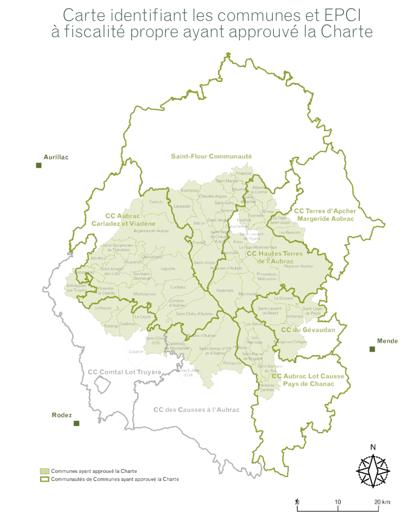 Carte administrative du PNR Aubrac