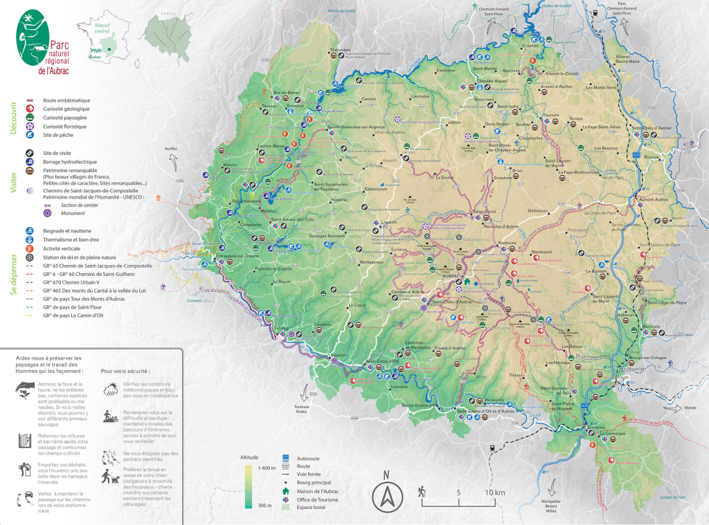 Carte touristique de l'Aubrac - PNR Aubrac