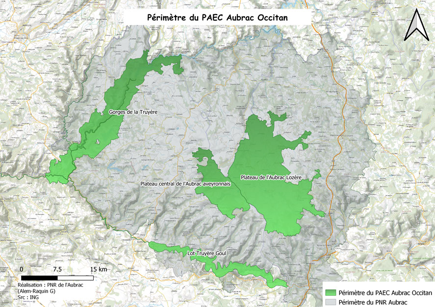 Périmètre du programme agroenvironnemental de l'Aubrac Occitan - PNR Aubrac