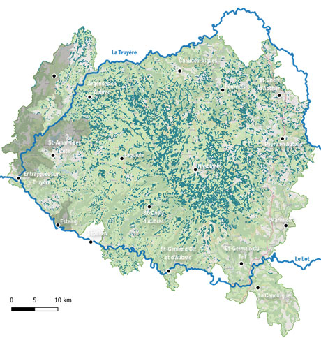 Carte des zones humides de l'Aubrac - PNR Aubrac