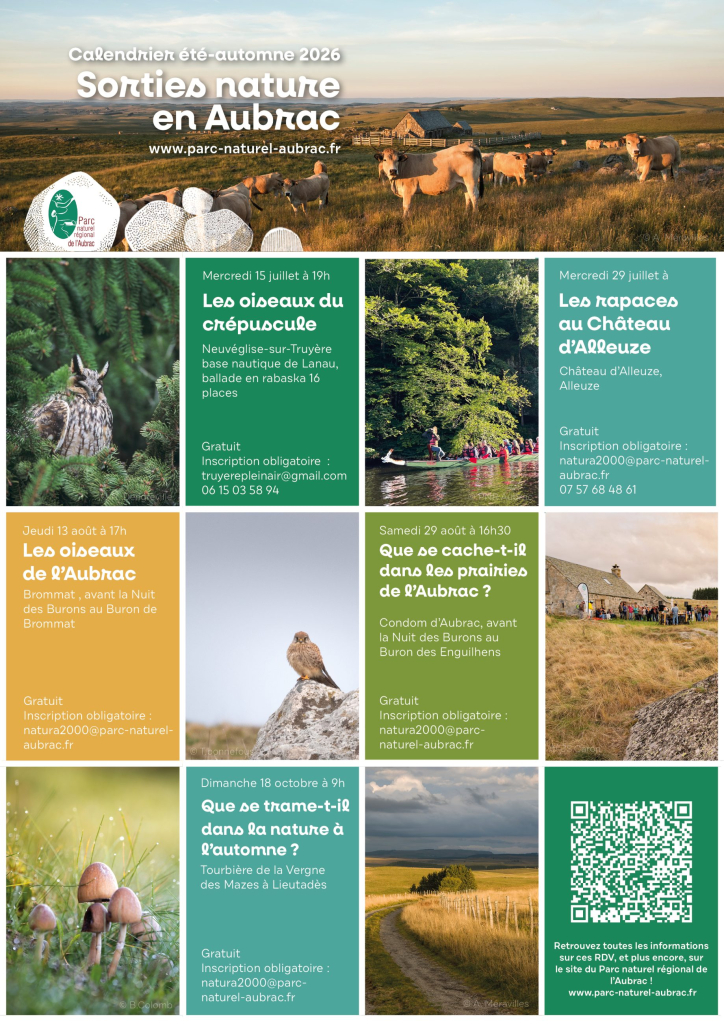 PNR Aubrac - Calendrier des sorties nature été-automne 2026