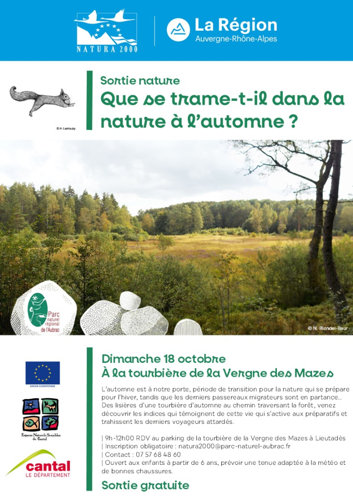 Dimanche 18 octobre Sortie nature à la tourbière de la Vergne des Mazes dimanche 18 octobre